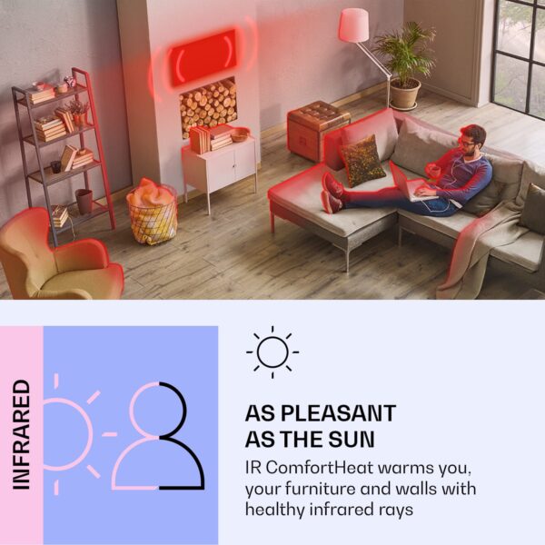 Klarstein La Palma 500 smart, infračervený ohrievač 2 v 1, 60 x 60 cm, 500 W, zrkadlová predná časť - Image 2