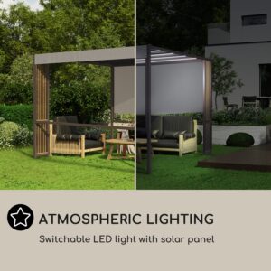 Blumfeldt Valence, altánok, 3 x 3 m, UV50+, vodoodpudivý, solárne LED osvetlenie, solárny panel
