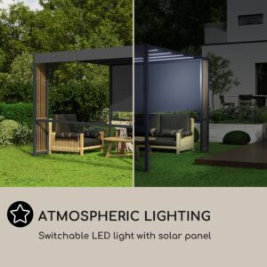 Blumfeldt Valence, altánok, 3 x 3 m, UV50+, vodoodpudivý, solárne LED osvetlenie, solárny panel
