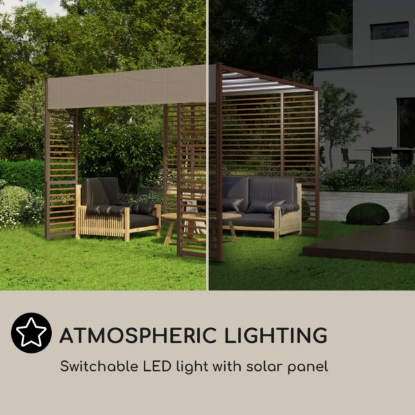 Blumfeldt Valence, altánok, 3 x 3 m, UV50+, vodoodpudivý, solárne LED osvetlenie, solárny panel