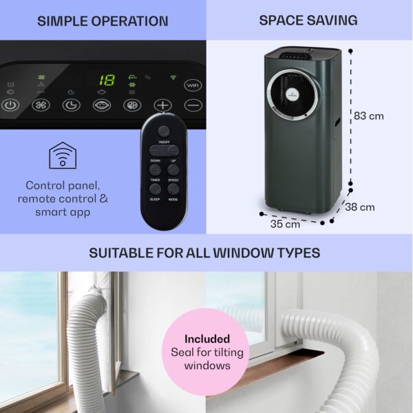 Klarstein Kraftwerk Eco Smart 11, mobilná klimatizácia 3 v 1, 11 500 BTU, diaľkové ovládanie, ovládanie pomocou aplikácie - Image 3
