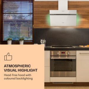 Klarstein Alina 60 Smart, digestor, 60 cm, nástenný, 600 m³/h, LED podsvietenie, skleněné čelo, biely