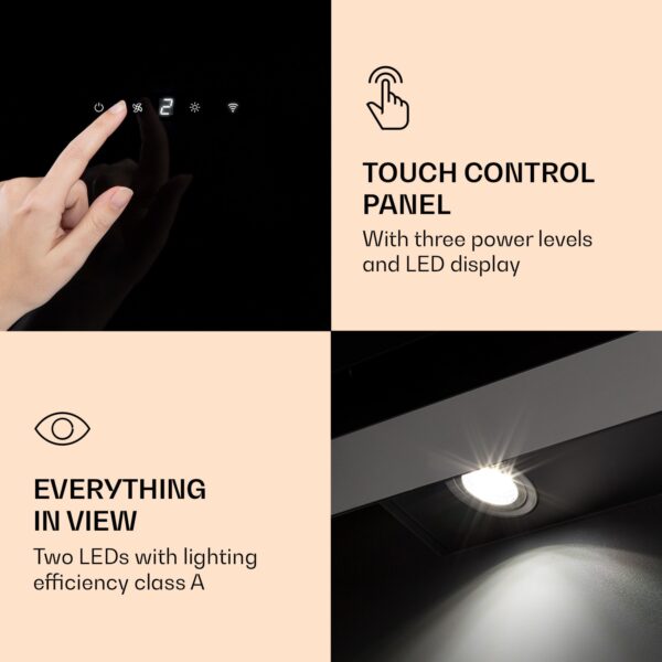 Klarstein Aurora 60 Smart, digestor, 60 cm, komínový, 550 m³/h, LED podsvietenie, A++, biely - Image 3