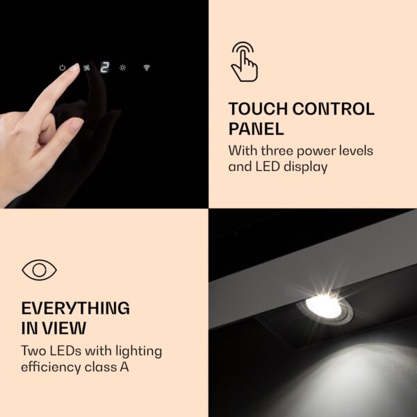 Klarstein Aurora 90 Smart, digestor, 90 cm, komínový, 550 m³/h, LED podsvietenie, A++, biely - Image 3