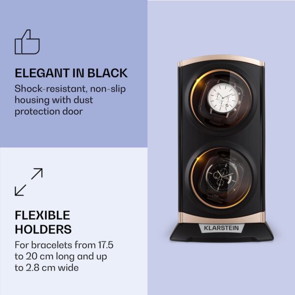 Klarstein St. Gallen Premium, naťahovač na hodinky, 2 hodiniek, 4 rýchlosti, čierny - Image 2