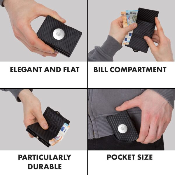 Slimpuro ZNAP Airtag Wallet, 8 kariet, priehradka na mince, 8,9 x 1,5 x 6,3 cm (Š x V x H), ochrana RFID - Image 2