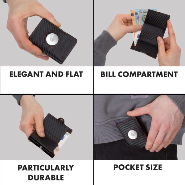 Slimpuro ZNAP Airtag Wallet, 8 kariet, priehradka na mince, 8,9 x 1,5 x 6,3 cm (Š x V x H), ochrana RFID - Image 2