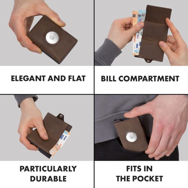 Slimpuro ZNAP Airtag Wallet, 8 kariet, priehradka na mince, 8,9 x 1,5 x 6,3 cm (Š x V x H), ochrana RFID - Image 2