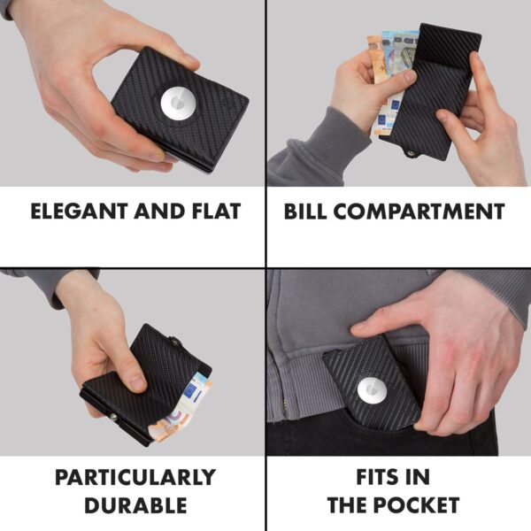 Slimpuro ZNAP Airtag Wallet, 12 kariet, priehradka na mince, 8,9 x 1,8 x 6,3 cm (Š x V x H), ochrana RFID - Image 2