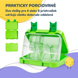 Klarstein junior Lunchbox, 6 priehradiek, 21,3 x 15 x 4,5 cm, bez BPA