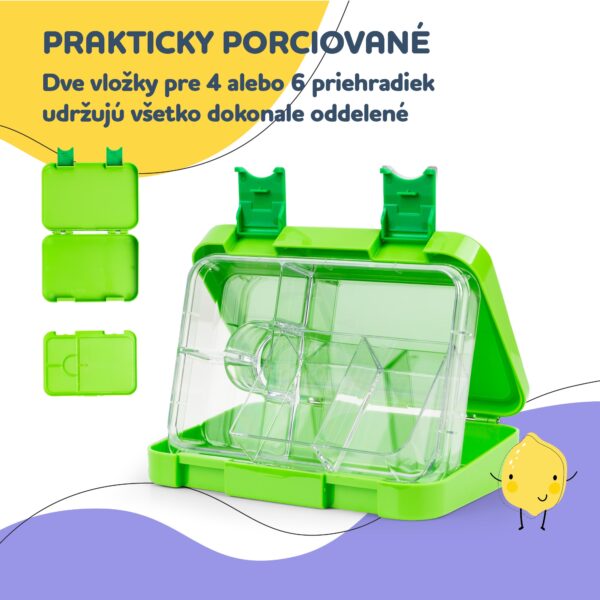 Klarstein junior Lunchbox, 6 priehradiek, 21,3 x 15 x 4,5 cm, bez BPA
