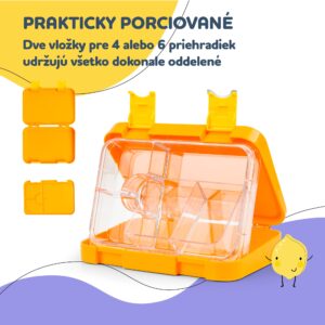 Klarstein junior Lunchbox, 6 priehradiek, 21,3 x 15 x 4,5 cm, bez BPA