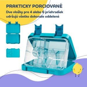 Klarstein junior Lunchbox, 6 priehradiek, 21,3 x 15 x 4,5 cm, bez BPA