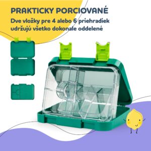 Klarstein junior Lunchbox, 6 priehradiek, 21,3 x 15 x 4,5 cm, bez BPA