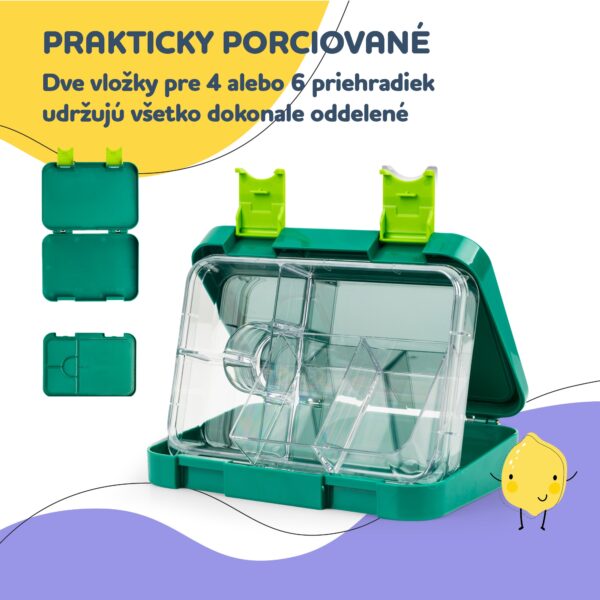Klarstein junior Lunchbox, 6 priehradiek, 21,3 x 15 x 4,5 cm, bez BPA