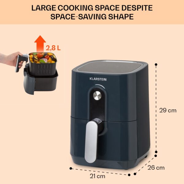 Klarstein Crisp-Pro, teplovzdušná fritéza, 1400 W, 2,8 l, 8 programov, časovač, nehrdzavejúca oceľ - Image 3