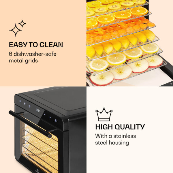 Klarstein Shaftesbury, automatická sušička potravín, 700 W, 35-85°C, časovač, digitálny dotykový displej - Image 2