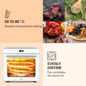 Klarstein Shaftesbury, automatická sušička potravín, 700 W, 35-85°C, časovač, digitálny dotykový displej