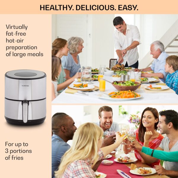 Klarstein Crisp-Pro, teplovzdušná fritéza, 1500 W, 4,3 l, nehrdzavejúca oceľ - Image 2