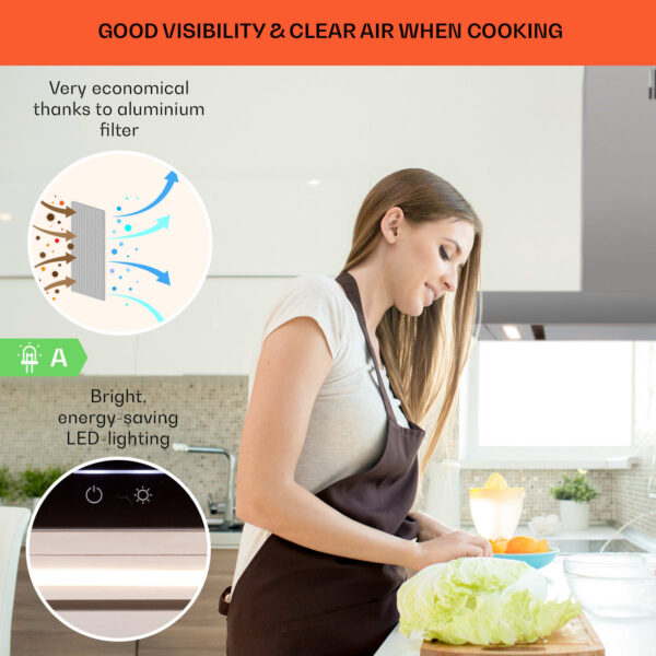 Klarstein Alinea 60 Smart, digestor, 60 cm, nástenný, WiFi, A++, 500 m³/h, dotykový displej