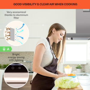 Klarstein Alinea 90 Smart, digestor, 90 cm, nástenný, WiFi, A++, 500 m³/h, dotykový displej