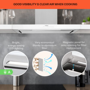 Klarstein Alinea 90 Smart, digestor, 90 cm, nástenný, WiFi, A++, 500 m³/h, dotykový displej