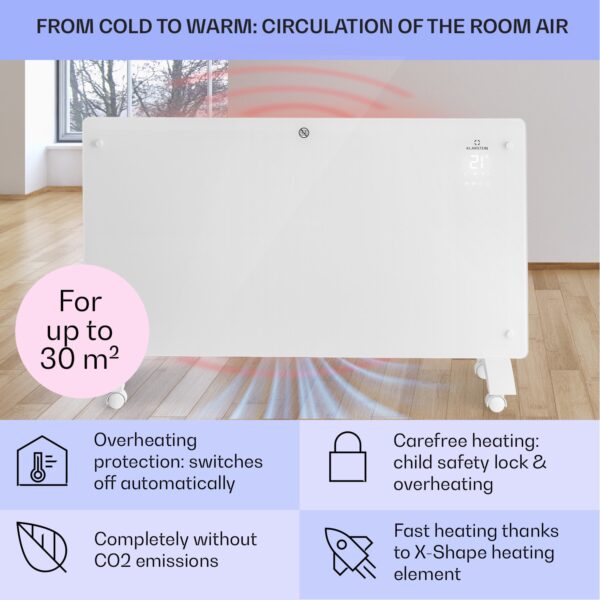 Klarstein Bansin Crystal Smart, konvektor, 1500 W, 5 - 50 °C, ovládanie cez aplikáciu