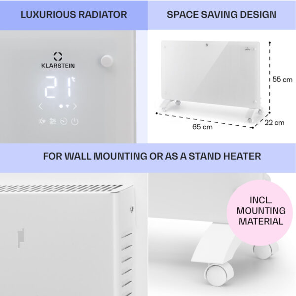 Klarstein Bansin Crystal Smart, konvektor, 1500 W, 5 - 50 °C, ovládanie cez aplikáciu - Image 3