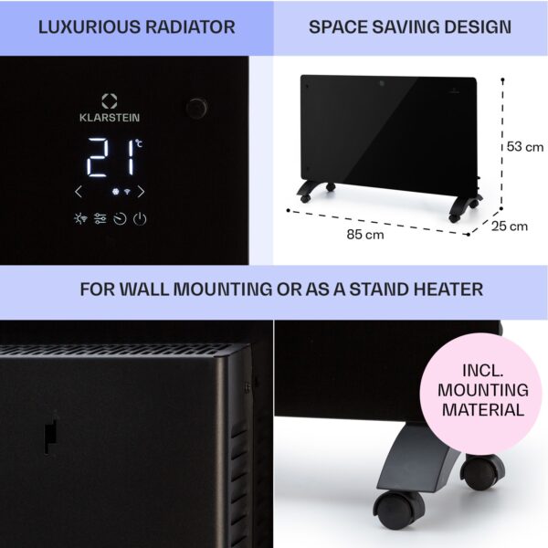 Klarstein Bansin Crystal Smart, konvektor, 2500 W, 5 - 50 °C, ovládanie cez aplikáciu - Image 3