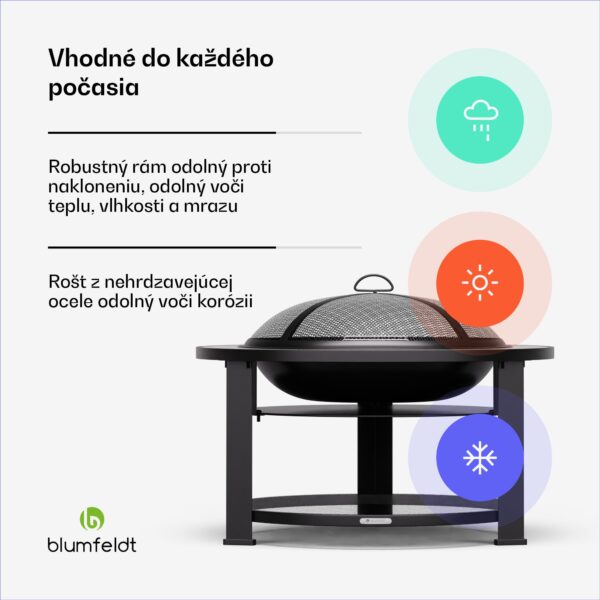 Blumfeldt Merano Circolo 3 v 1, ohnisko s funkciou grilu, dá sa použiť ako stôl, priemer 87 cm - Image 2