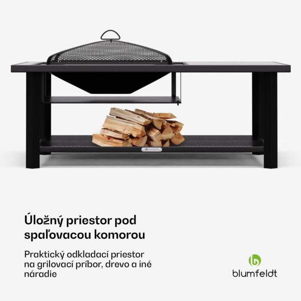 Blumfeldt Merano Avanzato L, ohnisko 3 v 1 s funkciou grilu, dá sa použiť ako stôl, 122 x 87 cm - Image 3