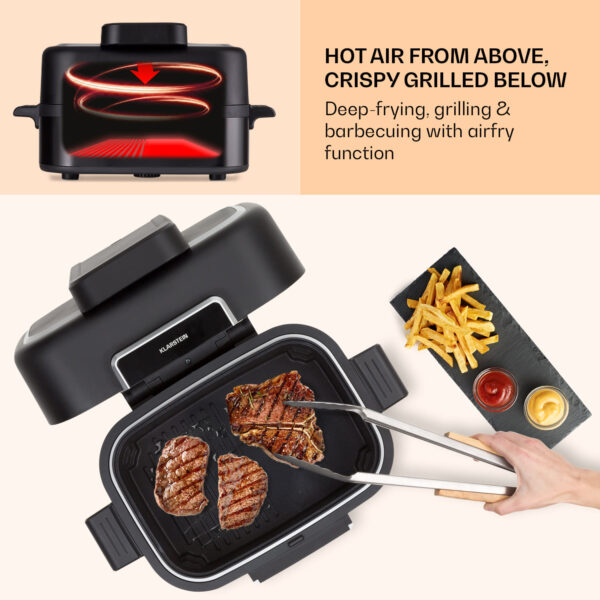 Klarstein Combo Air, teplovzdušná fritéza s grilom, 1500 W, 4,5 l grilovací kôš, 2,5 l fritovací kôš, 5 programov - Image 2