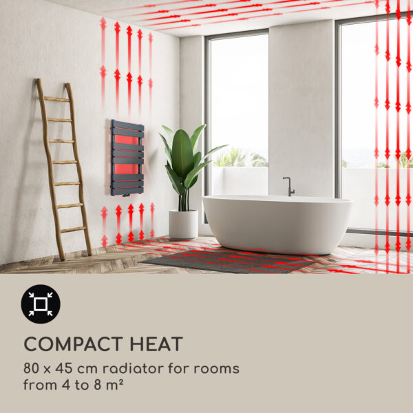 Blumfeldt Fairmont, radiátor, 80 x 45, 375 W, teplá voda, 3 držiaky uterákov, 1/2 - Image 2