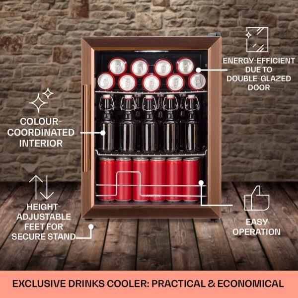Klarstein Beersafe XL, chladnička, 60 l, 2 police, dvojitá izolácia panoramatických dvierok, nehrdzavejúca oceľ - Image 3