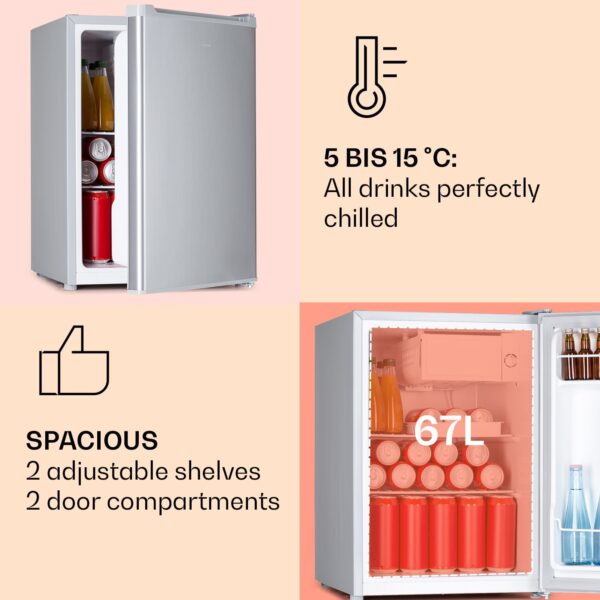 Klarstein Fargo 67, minibar, chladnička 67 l, mraznička 4 l, kompaktná