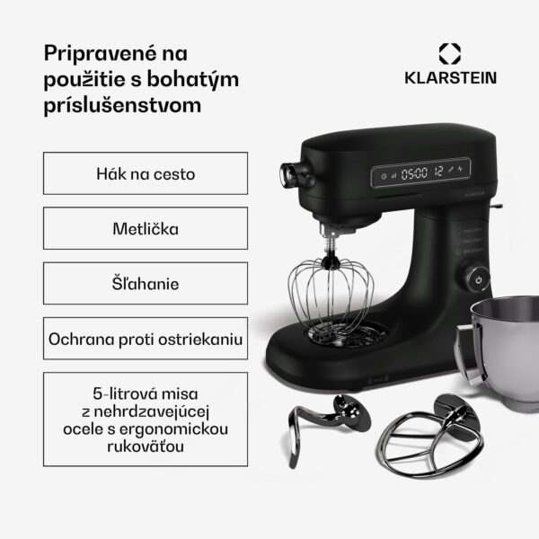 Klarstein Chiara kuchynský robot, 1600 W, 12 nastavení, misa z nehrdzavejúcej ocele, LCD displej, vrátane príslušenstva - Image 3