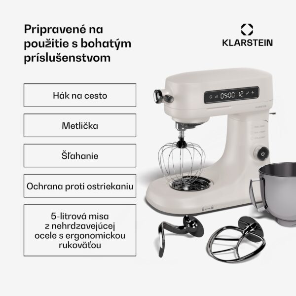 Klarstein Chiara kuchynský robot, 1600 W, 12 nastavení, misa z nehrdzavejúcej ocele, LCD displej, vrátane príslušenstva - Image 3