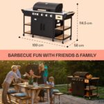 Klarstein Jersey, vonkajšia kuchyňa s plynovým grilom a drezom, 20,7 kW, 5+1 horákov, mobilná - Image 3