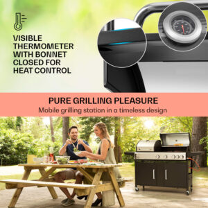 Klarstein Kingsville 4.1, kombinovaný gril plyn + uhlie, 13,7 kW, 4+1 horáky, výškovo nastaviteľný