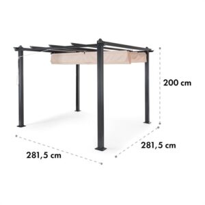 Blumfeldt Pantheon, pergola, prístrešok, 3 x 3 m, hliník, strieška proti slnku, polyester, béžová