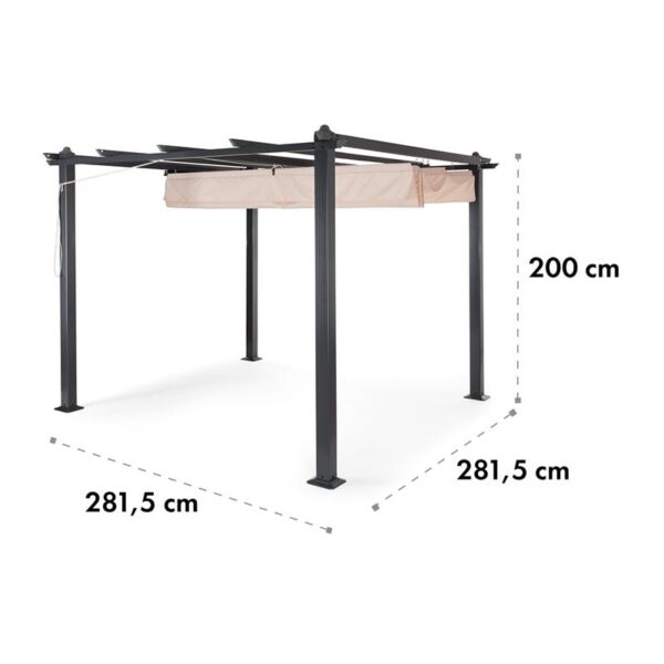 Blumfeldt Pantheon, pergola, prístrešok, 3 x 3 m, hliník, strieška proti slnku, polyester, béžová