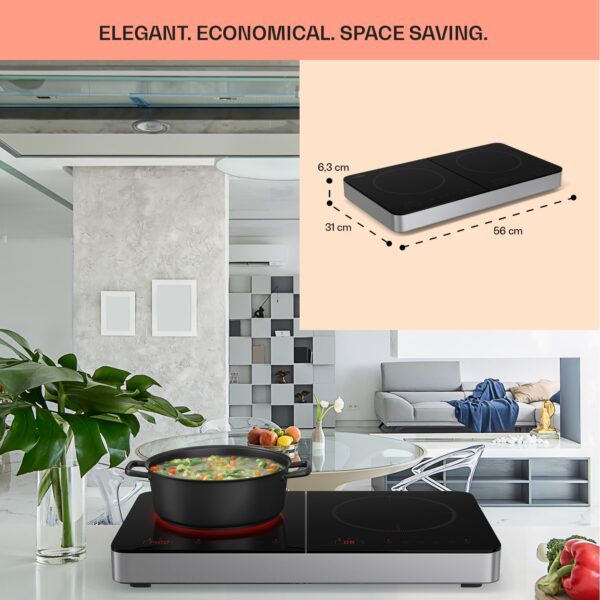 Klarstein Cookio, dvojitá indukčná varná doska, 3500 W, časovač, sklokeramika - Image 3