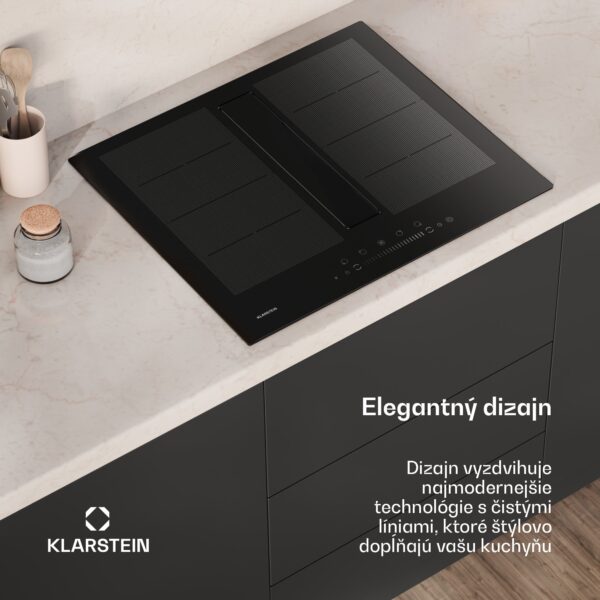 Klarstein Chef-Fusion Down Air System, indukčný sporák + DownAir digestor, 60 cm, 600 m³/h EEC A