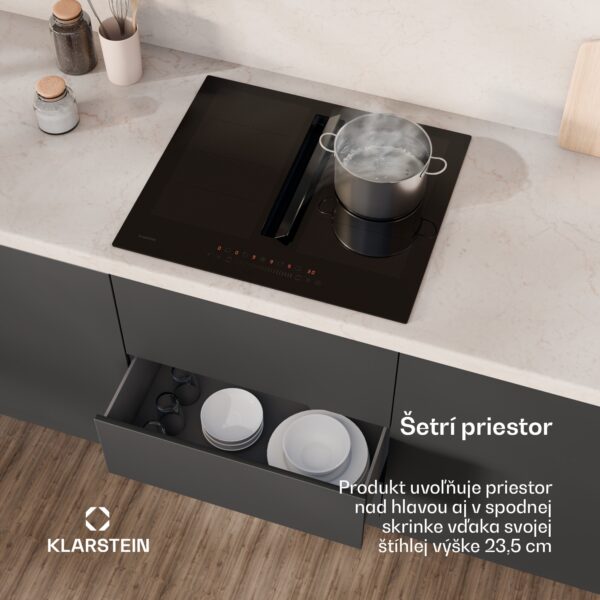 Klarstein Chef-Fusion Down Air System, indukčný sporák + DownAir digestor, 60 cm, 600 m³/h EEC A - Image 2