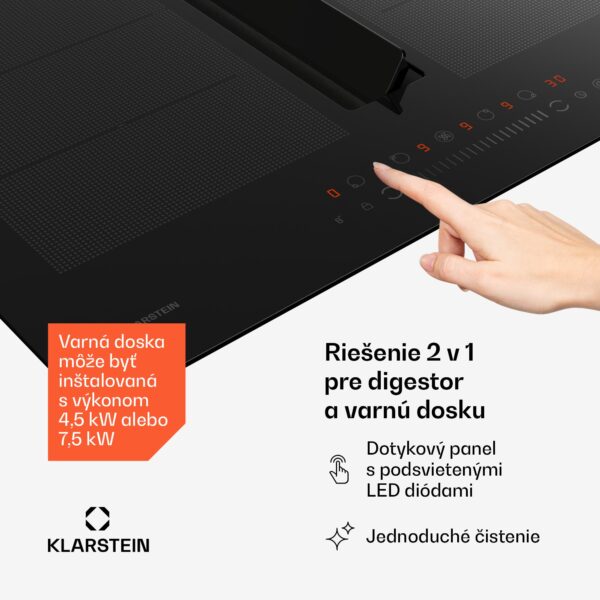 Klarstein Chef-Fusion Down Air System, indukčný sporák + DownAir digestor, 60 cm, 600 m³/h EEC A - Image 3