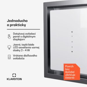 Klarstein High Line Eco 77, Stropný digestor, 77 cm, 436 m³/h, stupne, diaľkové ovládanie, ambientné osvetlenie