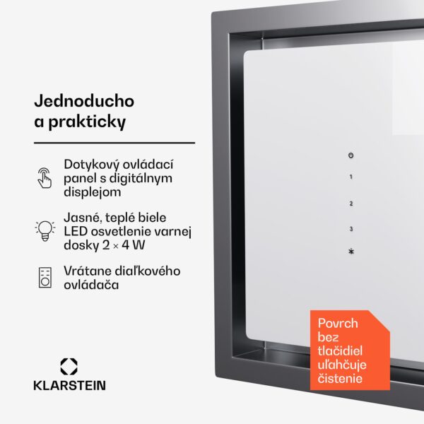 Klarstein High Line Eco 77, Stropný digestor, 77 cm, 436 m³/h, stupne, diaľkové ovládanie, ambientné osvetlenie