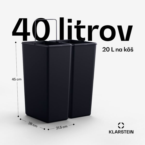 Klarstein Grama 40, pedálový kôš, 40L / 2x20L, bezhlučný, PP plast, retro - Image 3