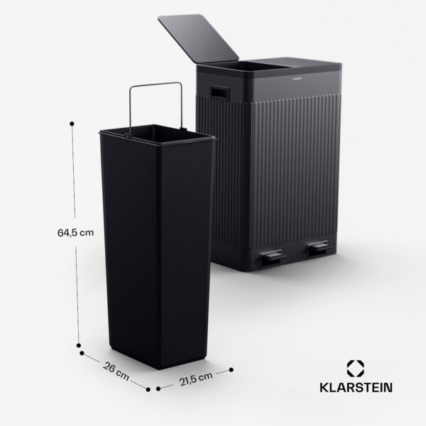 Klarstein Grama 60, pedálový kôš, 60L / 2x30L, tichý, PP plast, retro - Image 2