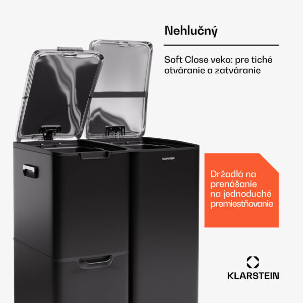 Klarstein Tiyo 3 v 1, kôš na odpadky, 60 litrov, vyberateľný kôš, s mäkkým zatváraním - Image 2